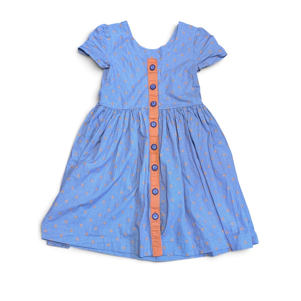 Vintage prairie Paw Print Cotton Dress Purple Orange Clemson Colors Button Front